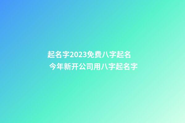 起名字2023免费八字起名 今年新开公司用八字起名字-第1张-公司起名-玄机派